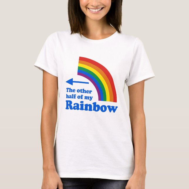 Camiseta Llano a medias izquierdo gay del arco iris del (Anverso)