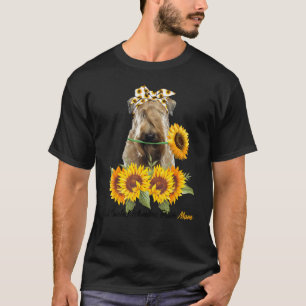Camiseta Llanta blanda recubierta Terrier Mom Sunflower Dog