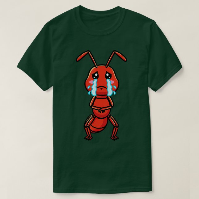 Camiseta Llanto triste emoticono de hormiga roja (Diseño del anverso)