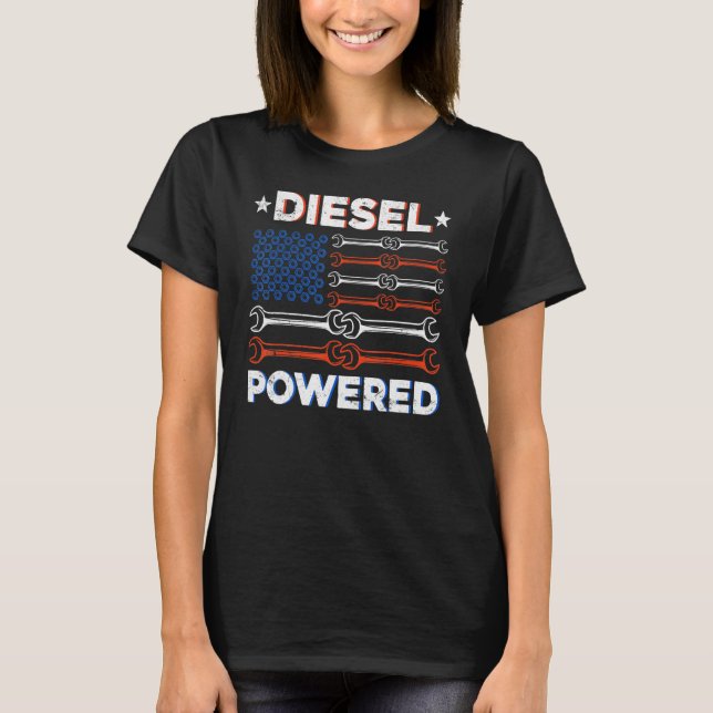 Camiseta Llave de bandera estadounidense con motor de diese (Anverso)