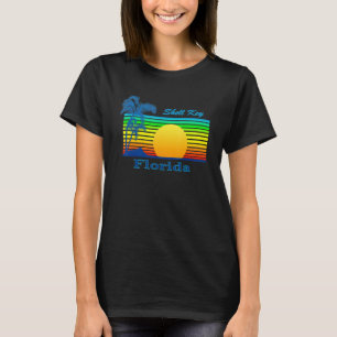 Camiseta Llave de Concha Florida Atardecer Tropical Retro d