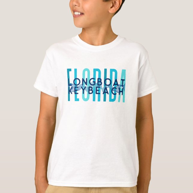 Camiseta Llave de Longboat Florida (Olas oceánicas) (Anverso)