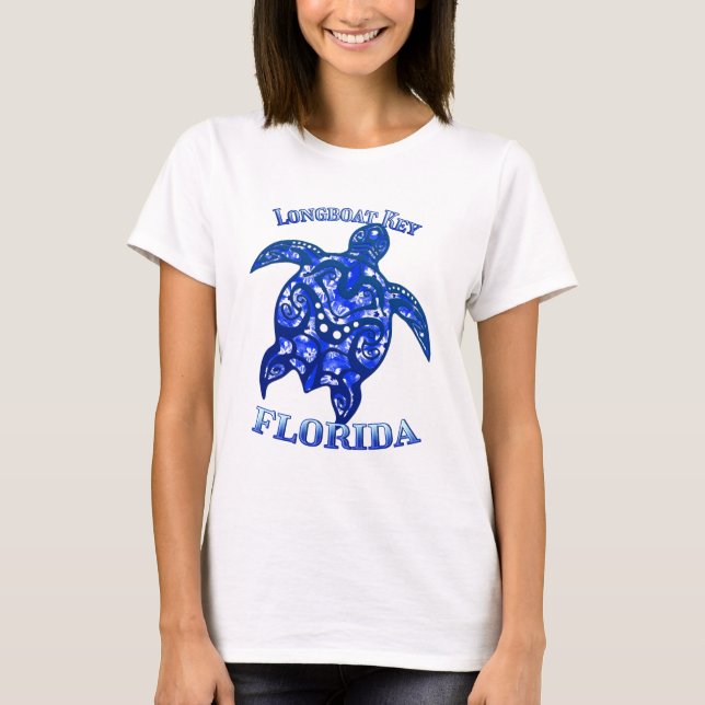 Camiseta Llave de Longboat Florida Vacation Tribal Turtle (Anverso)