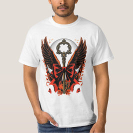 Camiseta Llave de vaca de terciopelo gótico con alas y luna