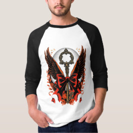 Camiseta Llave de vaca de terciopelo gótico con alas y luna