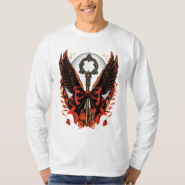 Camiseta Llave de vaca de terciopelo gótico con alas y luna