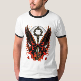 Camiseta Llave de vaca de terciopelo gótico con alas y luna