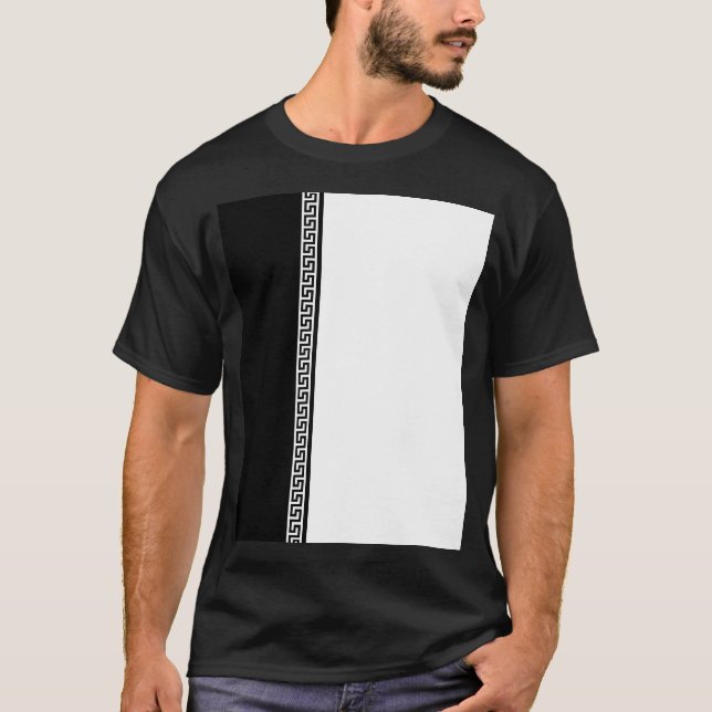 Camiseta Llave Griega Vertical - Blanco y Negro (Anverso)