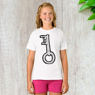 Camiseta Llave maestra vintage dibujada a mano de plata ant