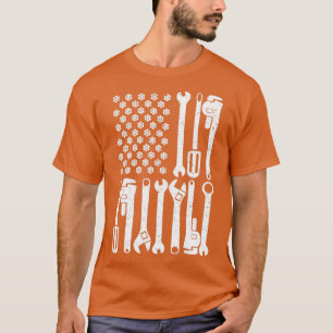 Camiseta Llave mecánica de bandera estadounidense técnica d