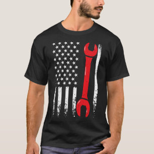 Camiseta Llave Mecánica De Vintage De Bandera Estadounidens