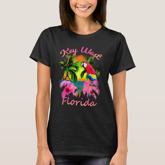 Camiseta Llave Tropical Oeste de Florida Keys Beach Sunset  (Anverso)