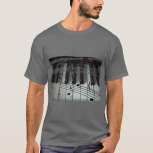 Camiseta Llaves del piano y notas de la música