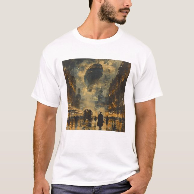 Camiseta Llegada nocturna - Escenario de Steampunk Street (Anverso)