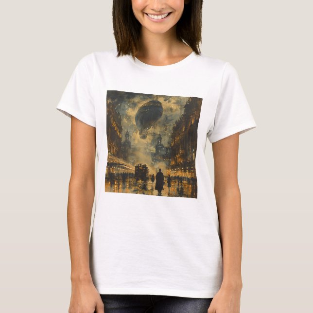 Camiseta Llegada nocturna - Escenario de Steampunk Street (Anverso)