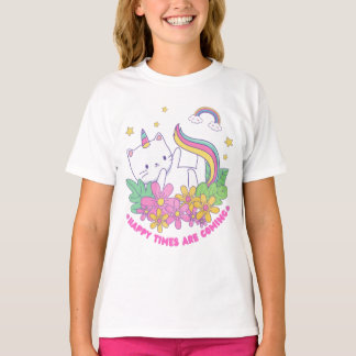 Camiseta Llegan los tiempos felices del arco iris de unicor