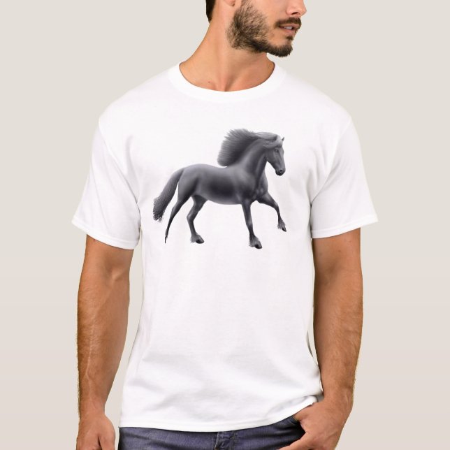 Camiseta llena del galope del caballo frisio (Anverso)