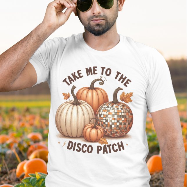 Camiseta Llévame a la cascada de caoba de disco Parche (Take me to the Disco Patch watercolor fall men's T-Shirt)