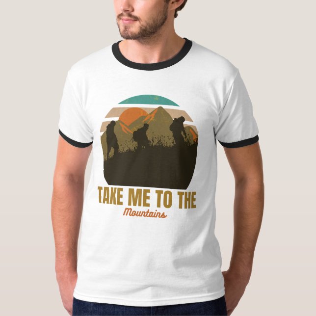 Camiseta "Llévame A Las Montañas" Retro Paseando Silhouette (Anverso)
