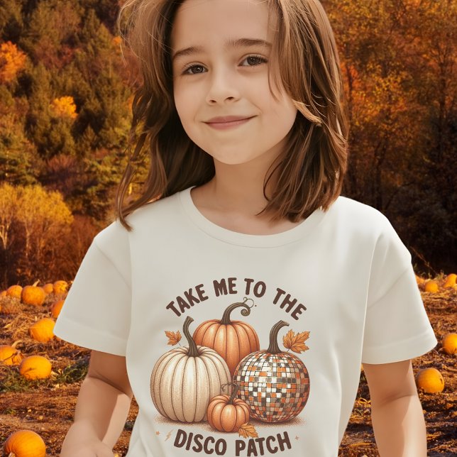 Camiseta Llévame a los niños de la cascada Discoteca Parche (Take me to the Disco Patch watercolor fall kids T-Shirt)