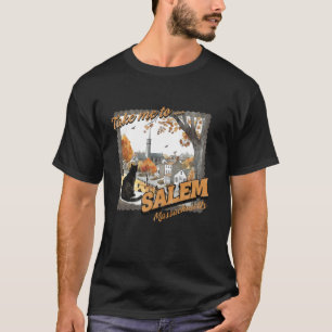 Camiseta Llévame A Salem Massachusetts Black Cat Witch Hal