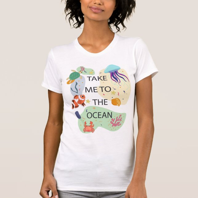 Camiseta Llévame al océano Vibes, criaturas oceánicas (Anverso)