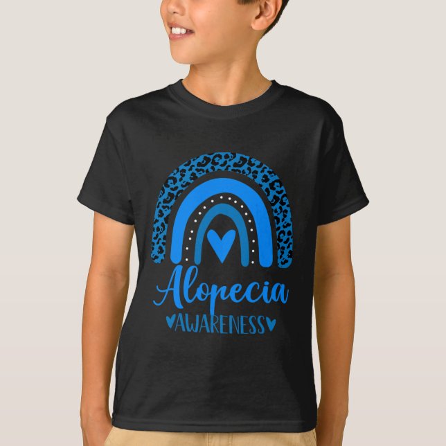 Camiseta llevamos lavadora de arcoiris azul para Alopecia A (Anverso)