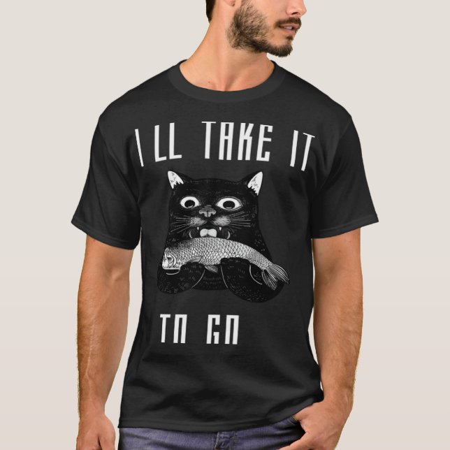 Camiseta Llevaré Gato Comiendo Pescado Para Llevar (Anverso)