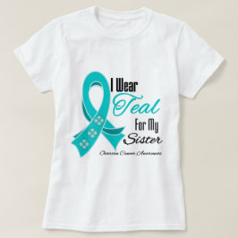 Camiseta Llevo a la hermana verde azulada del cáncer
