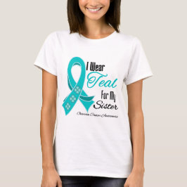 Camiseta Llevo a la hermana verde azulada del cáncer