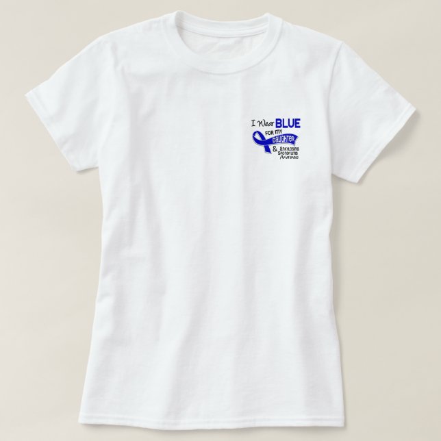 Camiseta Llevo a la hija azul 42 Spondylitis Ankylosing (Diseño del anverso)