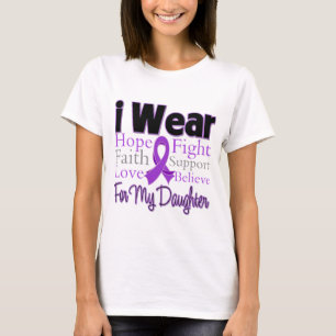 Camiseta Llevo a la hija púrpura del collage - cáncer
