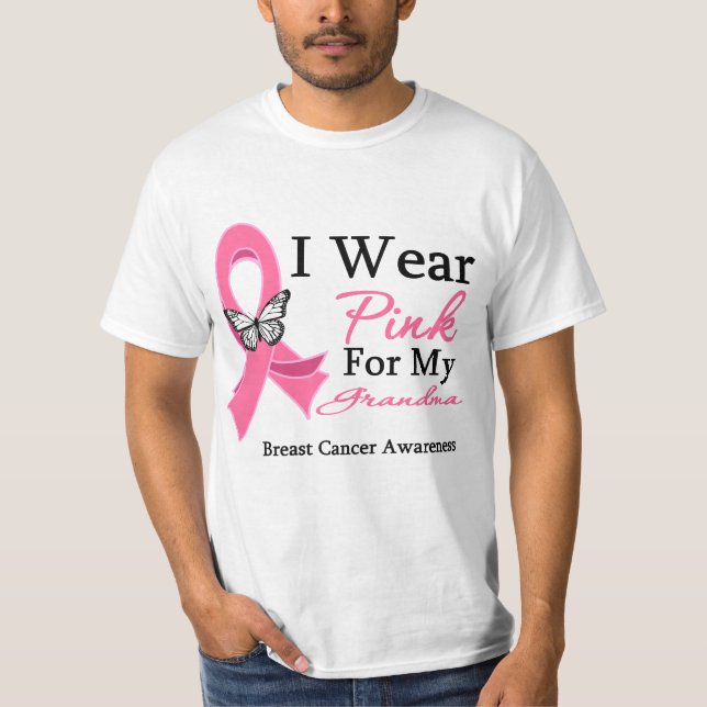 Camiseta Llevo al cáncer de pecho rosado de la abuela de la (Anverso)