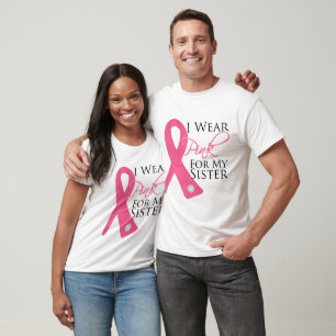 Camiseta Llevo al cáncer de pecho rosado de la hermana