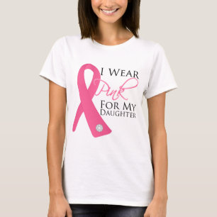 Camiseta Llevo al cáncer de pecho rosado de la hija