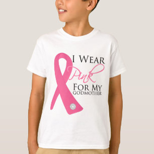 Camiseta Llevo al cáncer de pecho rosado de la madrina