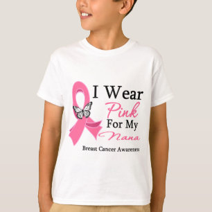 Camiseta Llevo al cáncer de pecho rosado de Nana de la