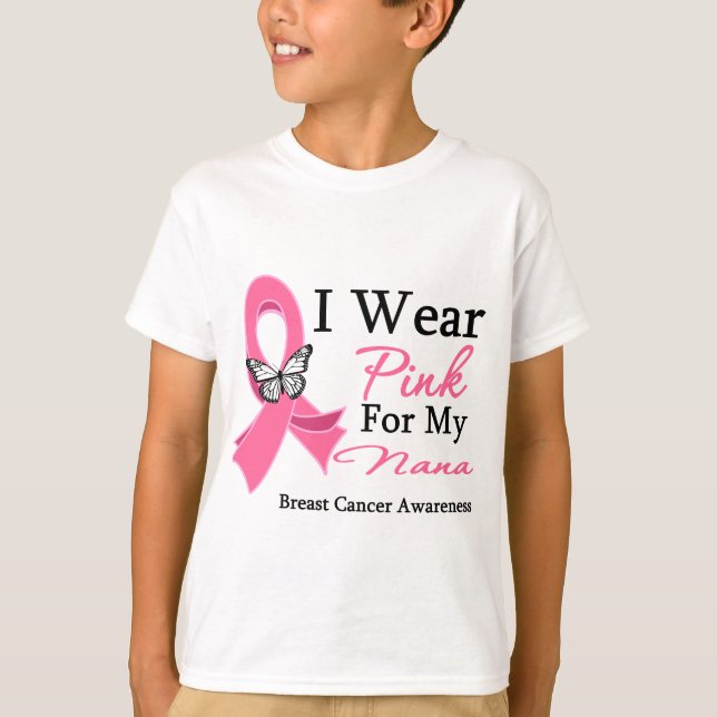 Camiseta Llevo al cáncer de pecho rosado de Nana de la (Anverso)