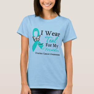 Camiseta Llevo al cáncer ovárico de la madre verde azulad