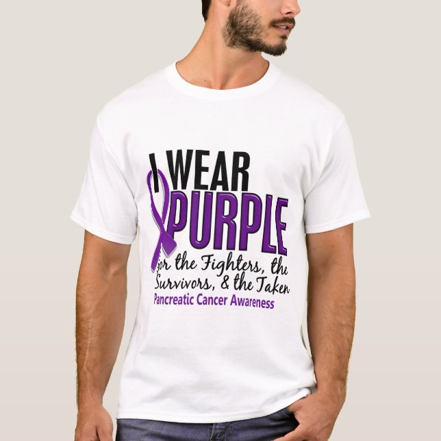 Camiseta Llevo al cáncer pancreático de FST 10 púrpuras (Anverso)