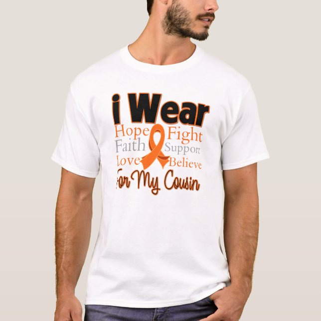 Camiseta Llevo al primo del collage de la cinta - leucemia (Anverso)
