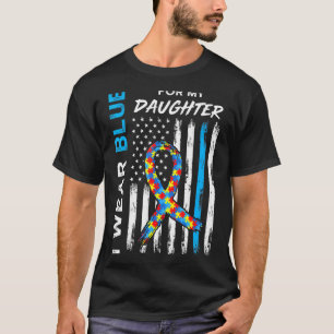 Camiseta Llevo Azul Mi Hija Cinta De La Bandera Americana P