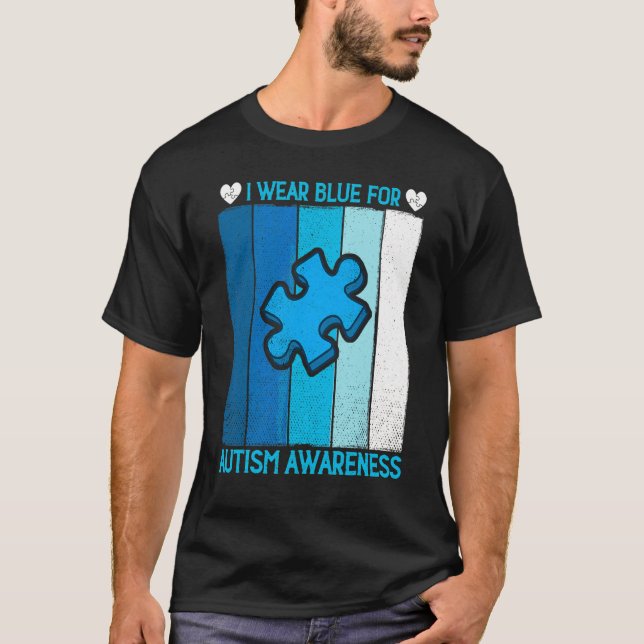 Camiseta Llevo Azul Para Rompecabezas De Concientización So (Anverso)
