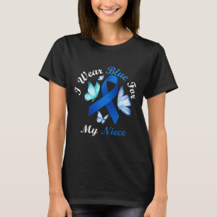 Camiseta Llevo Azul Por Mi Sobrina Mariposa Conciencia De L