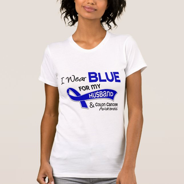 Camiseta Llevo el azul para mi cáncer de colon del marido (Anverso)
