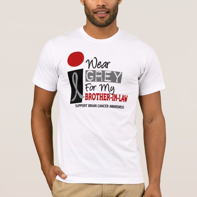 Camiseta Llevo el gris para mi CÁNCER de CEREBRO del cuñado (Anverso)