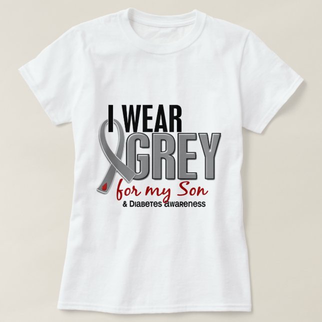 Camiseta Llevo el gris para mi diabetes del hijo 10 (Diseño del anverso)