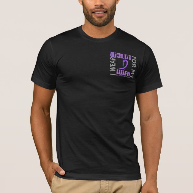Camiseta Llevo el linfoma de Hodgkin violeta de la esposa (Anverso)