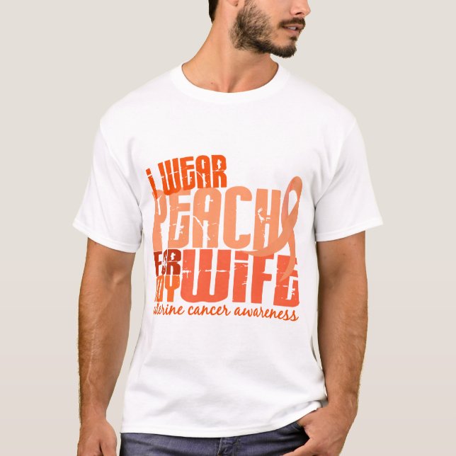 Camiseta Llevo el melocotón para mi cáncer uterino de la (Anverso)