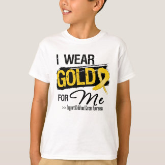 Camiseta Llevo el oro para mí cinta del cáncer de la niñez